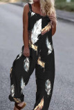Casual Print Patchwork Loose Jumpsuits(4 Colors)