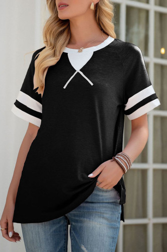 Fashion Casual Solid Split Joint O Neck T-Shirts