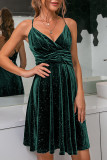 Fashion Simplicity Solid Patchwork Backless V Neck A Line Dresses