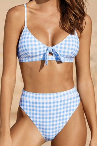 Fashion Sexy Plaid Split Joint Swimwears