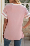 Fashion Casual Solid Split Joint O Neck T-Shirts