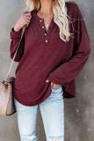 Casual Solid Buckle O Neck Tops