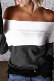 Street Color Lump Patchwork Off the Shoulder Tops