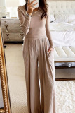 Fashion Elegant Solid Patchwork O Neck Long Sleeve Two Pieces