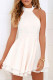Fashion Sweet Solid Split Joint O Neck Pleated Dresses
