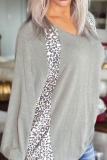 Casual Leopard Patchwork V Neck Tops