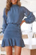 Fashion Street Dot Flounce O Neck Long Sleeve Two Pieces