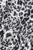 Sexy Vacation Leopard Patchwork V Neck Sling Dress Dresses