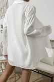 Casual Simplicity Solid Fold Turndown Collar Long Sleeve Two Pieces(8 Colors)