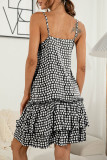 Fashion Sweet Polka Dot Split Joint Spaghetti Strap Cake Skirt Dresses