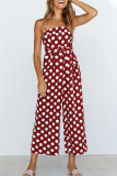 Fashion Simplicity Dot Bandage Spaghetti Strap Loose Jumpsuits