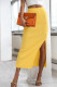 Elegant Solid Patchwork Buckle Slit Regular High Waist Solid Color Bottoms