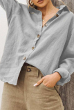 Casual Solid Patchwork Turndown Collar Tops