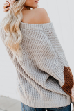 Casual Striped Patchwork Contrast V Neck Tops Sweater