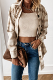 Casual Plaid Buckle Turndown Collar Tops