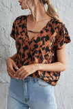 Fashion Casual Print Split Joint V Neck Tops