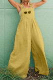 Fashion Casual Solid Split Joint Spaghetti Strap Loose Jumpsuits