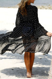 Fashion Vacation Dot Split Joint Swimwears Cover Up