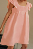 Fashion Sweet Solid Split Joint Square Collar Princess Dresses