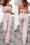 Fashion Casual Solid Split Joint Strapless Sleeveless Two Pieces