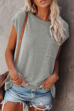 Fashion Street Solid Split Joint O Neck T-Shirts