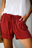 Street Solid Draw String Straight High Waist Straight Solid Color Bottoms