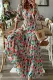 Elegant Print Patchwork V Neck A Line Dresses