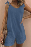 Fashion Sportswear Solid Frenulum O Neck Loose Rompers