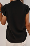 Casual Solid Split Joint V Neck T-Shirts