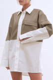 Fashion Casual Solid Split Joint Turndown Collar Tops
