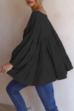 Casual Solid Split Joint V Neck Tops