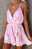 Fashion Casual Color Lump Backless Fold V Neck A Line Dresses