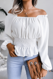 Fashion Elegant Solid Split Joint Flounce Off the Shoulder Tops(5 Colors)