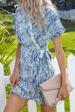 Fashion Street Tie Dye Frenulum V Neck Irregular Dresses