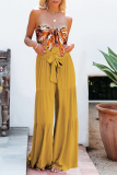 Casual Solid Bandage Loose High Waist Wide Leg Solid Color Bottoms