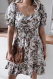 Fashion Casual Print Split Joint Square Collar A Line Dresses