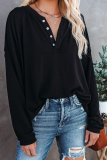 Casual Solid Buckle O Neck Tops