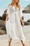 Fashion Vacation Solid Tassel Swimwears Cover Up