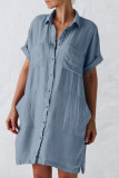 Fashion Casual Solid Split Joint Turndown Collar Straight Dresses