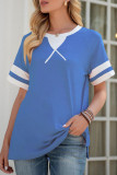 Fashion Casual Solid Split Joint O Neck T-Shirts