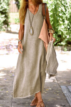 Casual Vacation Solid V Neck Sleeveless Dress Dresses