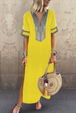 Fashion Celebrities Print Patchwork V Neck Printed Dress Dresses