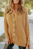 Casual Solid Buttons Solid Color V Neck Tops