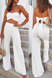 Fashion Casual Solid Split Joint Strapless Sleeveless Two Pieces