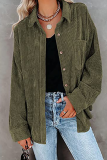 Casual Street Solid Buckle Turndown Collar Tops