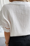 Casual Solid Split Joint V Neck Tops