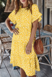 Fashion Street Print Flounce O Neck Printed Dress Dresses