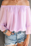 Fashion Sweet Solid Split Joint Off the Shoulder Tops