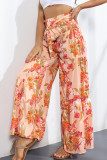 Casual Street Print Fold Loose High Waist Wide Leg Bottoms