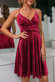 Fashion Simplicity Solid Patchwork Backless V Neck A Line Dresses